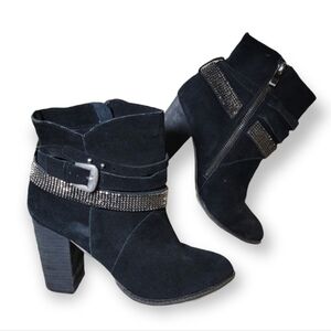 Nine West | 8 ZaZa Western black suede bootie bling